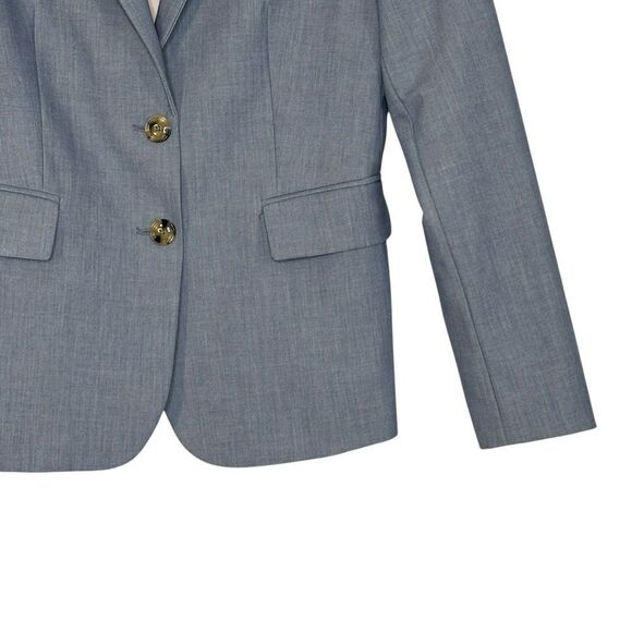 Mango Blue Peak Lapel Two Button Linen Blend Blazer | Size 4 - Picture 7 of 11